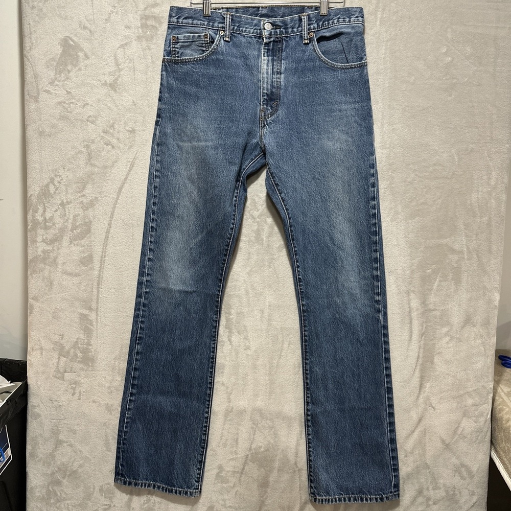 Levi's 517 Jeans Men's Size 34 Blue Bootcut‎ Denim Western Distressed Faded